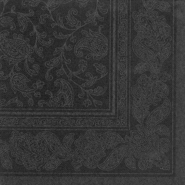 160 Stück Servietten,  ROYAL Collection  1/4-Falz 40 x 40 cm schwarz  Ornaments 