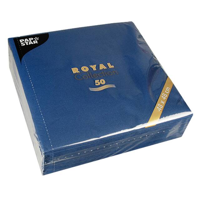 250 Stck Servietten, dunkelblau  ROYAL Collection  1/4-Falz 48 x 48 cm
