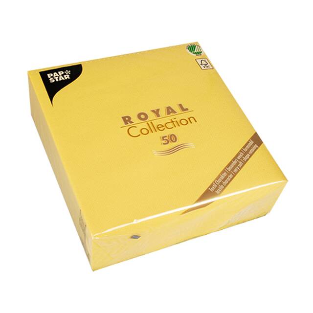 250 Stück Servietten, gelb  ROYAL Collection  1/4-Falz 40 x 40 cm