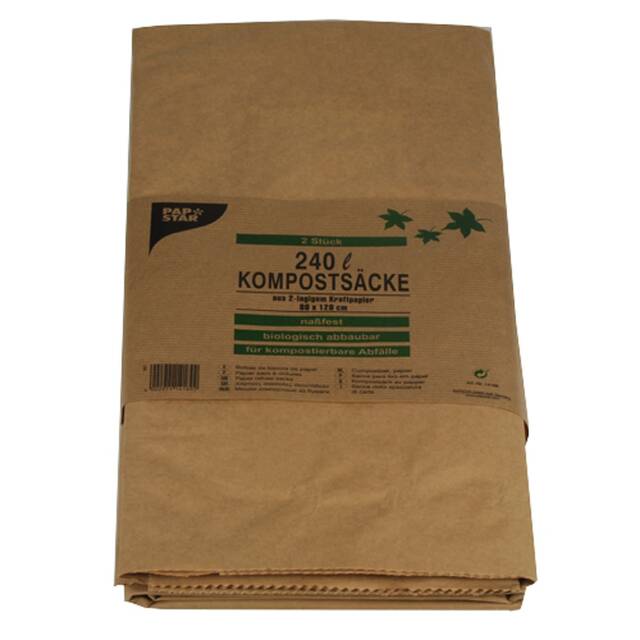 20 Stck Bio-Kompostscke aus 2-lagigem Kraftpapier 240 l, braun, H 115 x B 80 x T 30 cm