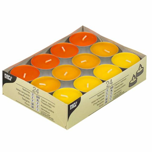 192 Stck Teelichter  38 mm  16 mm  gelb, orange, borneo 