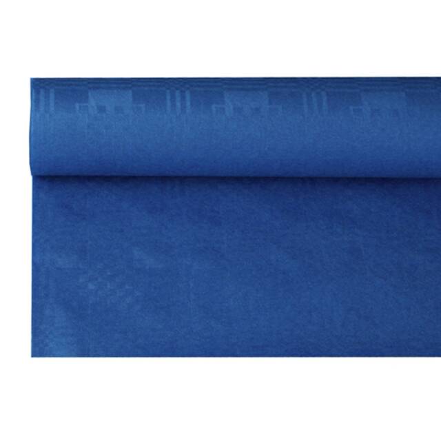 12 Stück Papiertischdecke dunkelblau mit Damastprägung 8 x 1,2 m