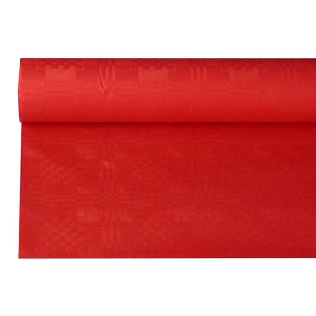 12 Stück Papiertischdecke rot mit Damastprägung 8 x 1,2 m