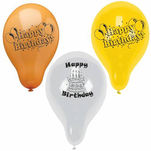 150 Stück Geburtstagsluftballons Ø 22 cm farbig sortiert  Happy Birthday 