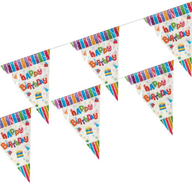 10 Wimpelkette, Folie 4 m  Happy Birthday  wetterfest