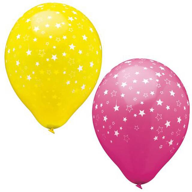 180 Stück Luftballons mit Sternen Ø 29 cm farbig sortiert  Stars 