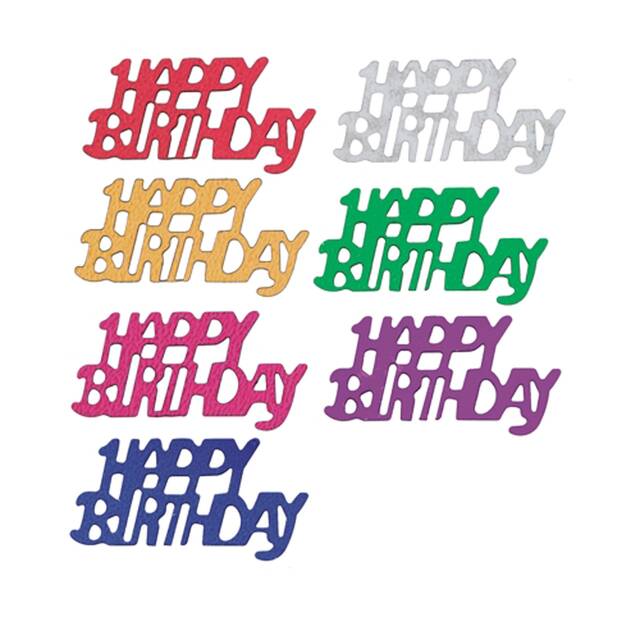 24 Stück Streudeko für Geburtstag Folie farbig sortiert  Happy Birthday  15 gr.