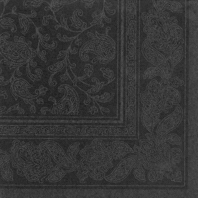 250 Stück Servietten, schwarz  ROYAL Collection  1/4-Falz 40 x 40 cm  Ornaments 
