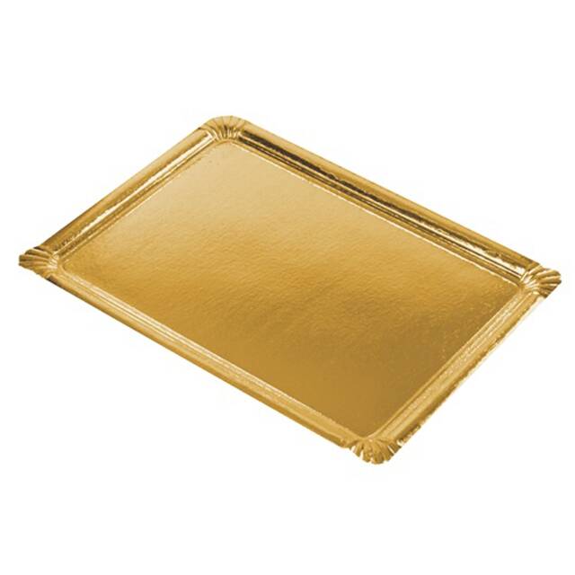90 Stck Servierplatten, Pappe, PET-beschichtet eckig 34 x 45,5 cm gold