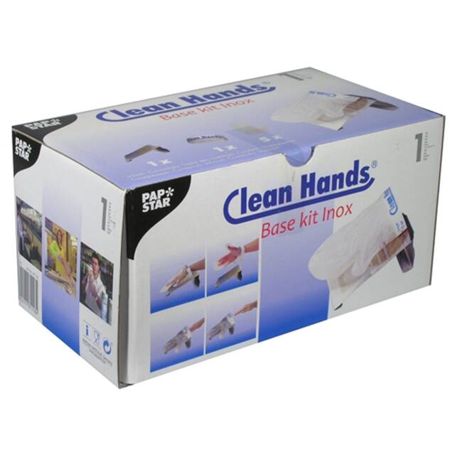 8 Stck Handschuhwechselsystem  Clean Hands Base Kit Edelstahl  in Silber 11,5 x 12,7 x 22 cm