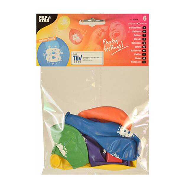72 Stück Zahlenluftballons Ø 25 cm farbig sortiert  8 