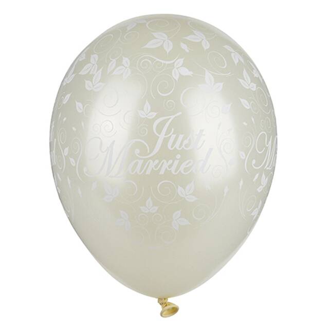 150 Stück Luftballons für Hochzeit Ø 29 cm elfenbein  Just Married  metallic