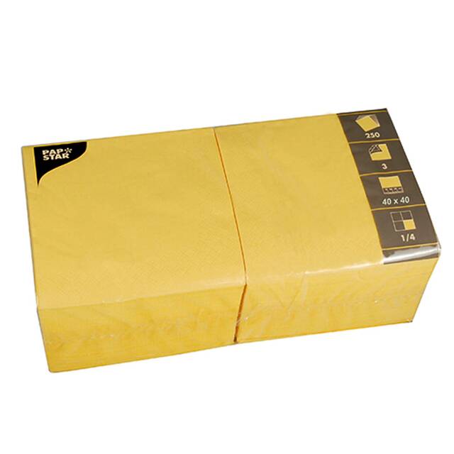 1000 Stck Servietten, gelb 3-lagig 1/4-Falz 40 x 40 cm