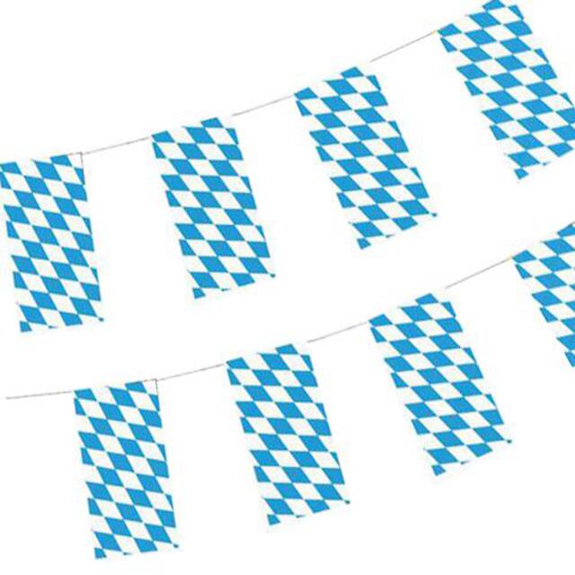 5 Stück Flaggenkette aus Papier 10 m  Bayrisch Blau  schwer entflammbar