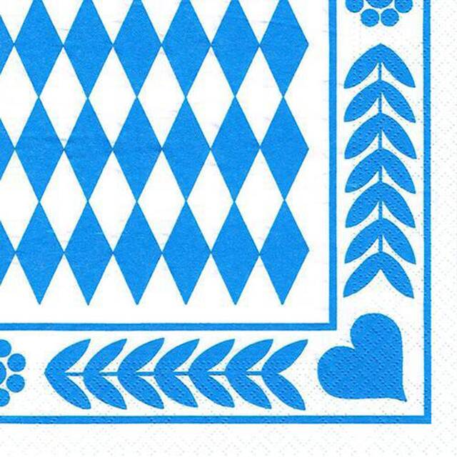 1000 Stck Motiv-Servietten, 3-lagig 1/4-Falz 33 x 33 cm  Bayrisch Blau 
