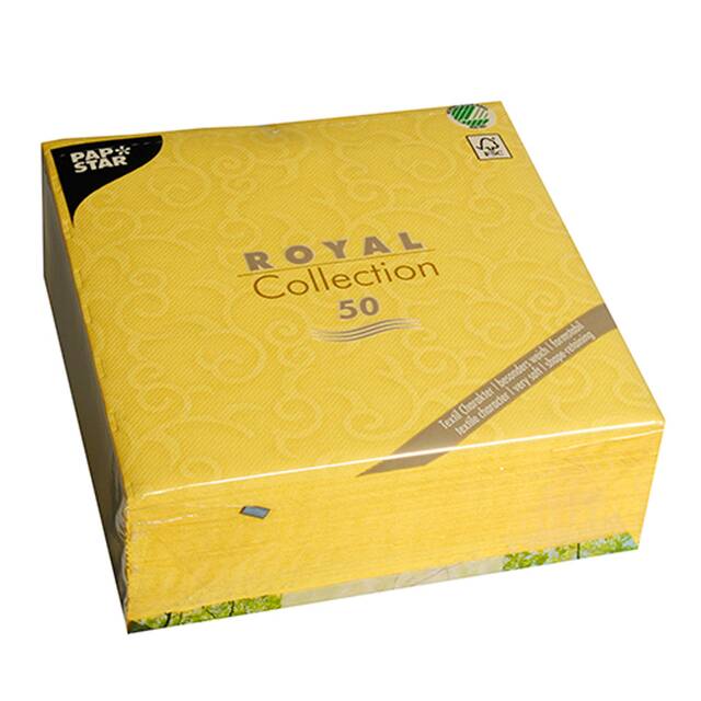 250 Stück Servietten, gelb  ROYAL Collection  1/4-Falz 40 x 40 cm  Casali 
