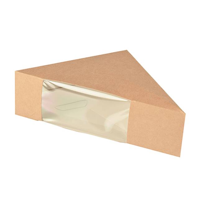 500 Stck Bio-Sandwichboxen, Pappe mit Sichtfenster aus PLA  pure  12,3 x 12,3 x 5,2 cm braun