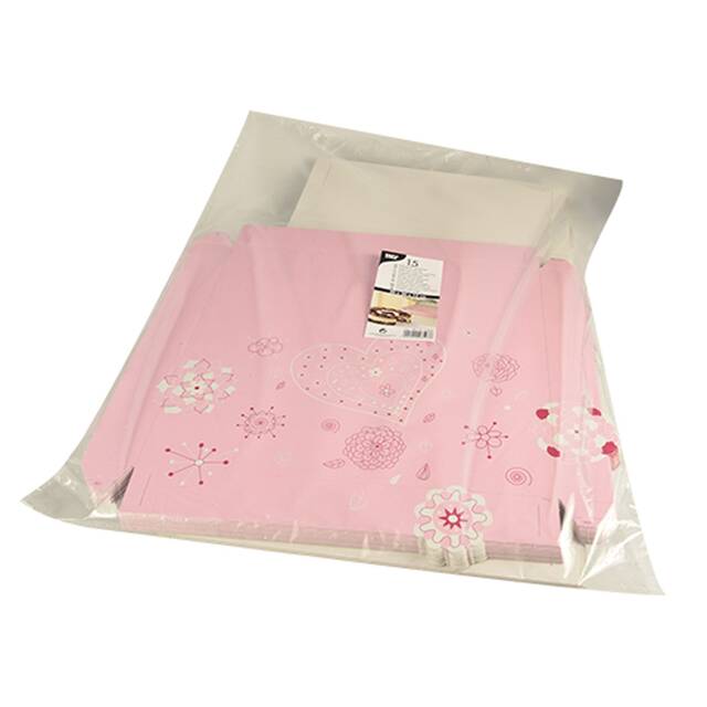 60 Stck Tortenkartons aus Pappe mit Deckel, eckig 30 x 30 x 13 cm weiss/rosa  Lovely Flowers 