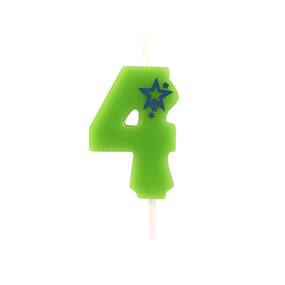 15 Stück Zahlenkerzen Mini 6,8 cm grün  4 