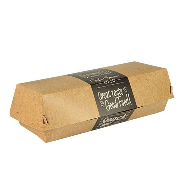300 Biologisch abbaubare und nachhaltige Baguetteboxen, Pappe  pure  6,2 cm x 7,5 cm x 21 cm  Good Food