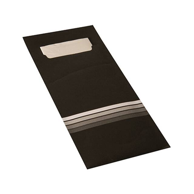 520 Stück Bestecktaschen  Stripes  schwarz/weiss, 20 x 8,5 cm, inkl. weißer Serviette 33 x 33 cm 2-lag.