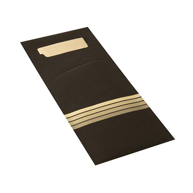 520 Stück Bestecktaschen  Stripes  schwarz/creme, 20 x 8,5 cm, inkl. farbiger Serviette 33 x 33 cm 2-lag.