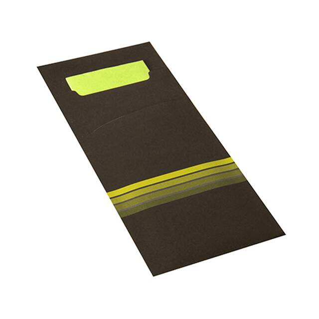 520 Stck Bestecktaschen  Stripes  schwarz/limone, 20 x 8,5 cm, inkl. farbiger Serviette 33 x 33 cm 2-lag.