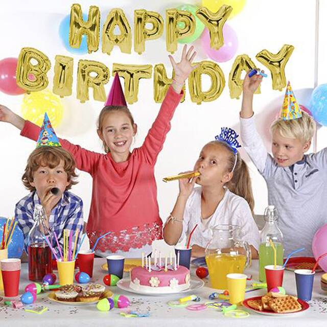 12 Folienluftballon-Set gold  Happy Birthday