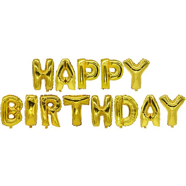12 Stück Folienluftballon-Set gold für Geburtstag  Happy Birthday 