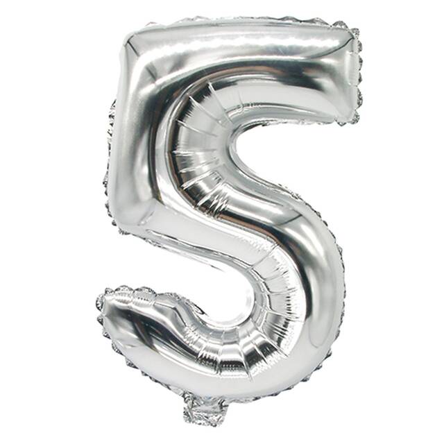 24 Stück Zahlen-Luftballons aus Folie 35 x 20 cm silber  5 