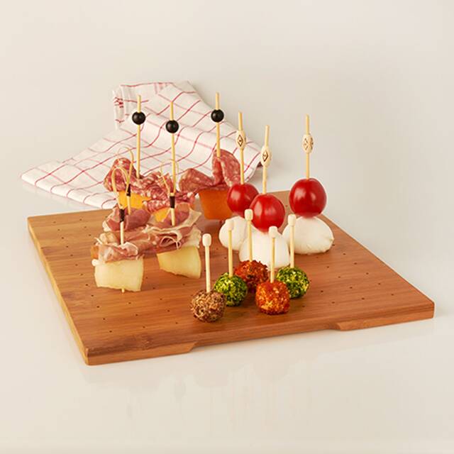 5 Stck Tray fr Fingerfood-Spiee, Bambus 25 x 30 cm