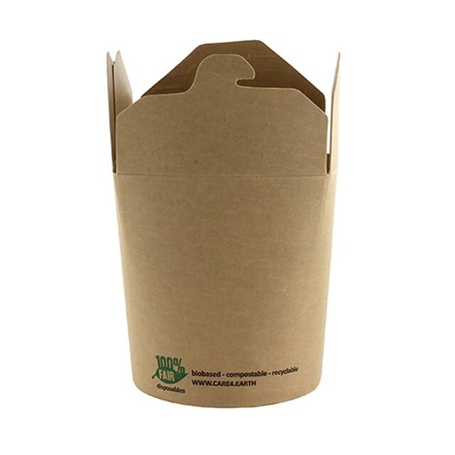 500 Biologisch abbaubare und nachhaltige Snackboxen, Pappe  pure  eckig 470 ml 9,8 cm x 8,2 cm x 7 cm braun  100% Fair