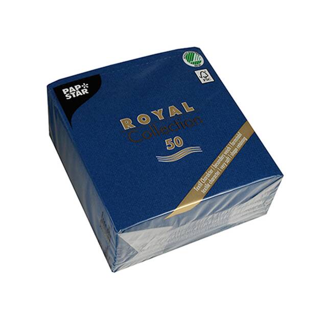 250 Stück Servietten, dunkelblau  ROYAL Collection  1/4-Falz 33 x 33 cm