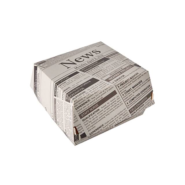 400 Stück Burger Boxen aus Pappe 12,5 x 12,5 cm  Newsprint  groß
