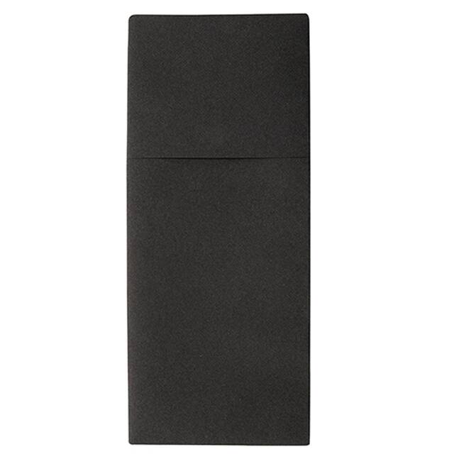 400 Stück Airlaid Bestecktaschen, schwarz 48 x 40 cm, 1/8-Falz,  Premium 