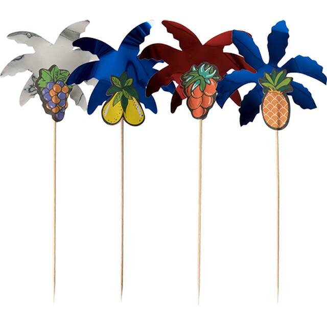 250 Stück Partypicker 19,5 cm farbig sortiert  Palmblätter 