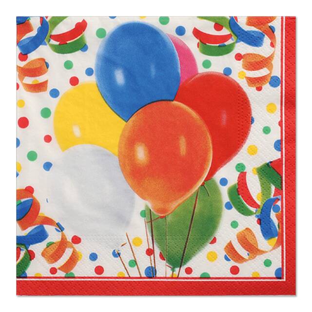 600 Servietten, 3-lagig 1/4-Falz 33 cm x 33 cm  Lucky Balloons