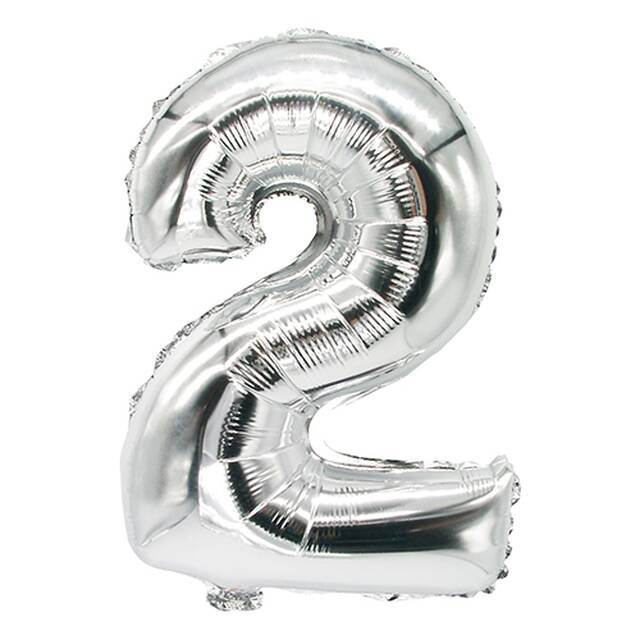 24 Stck Zahlen-Luftballons aus Folie 35 x 20 cm silber  2 
