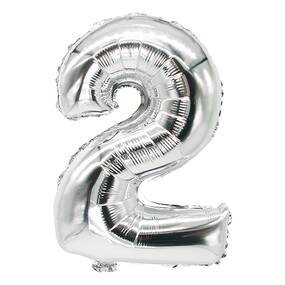 24 Stück Zahlen-Luftballons aus Folie 35 x 20 cm silber  2 