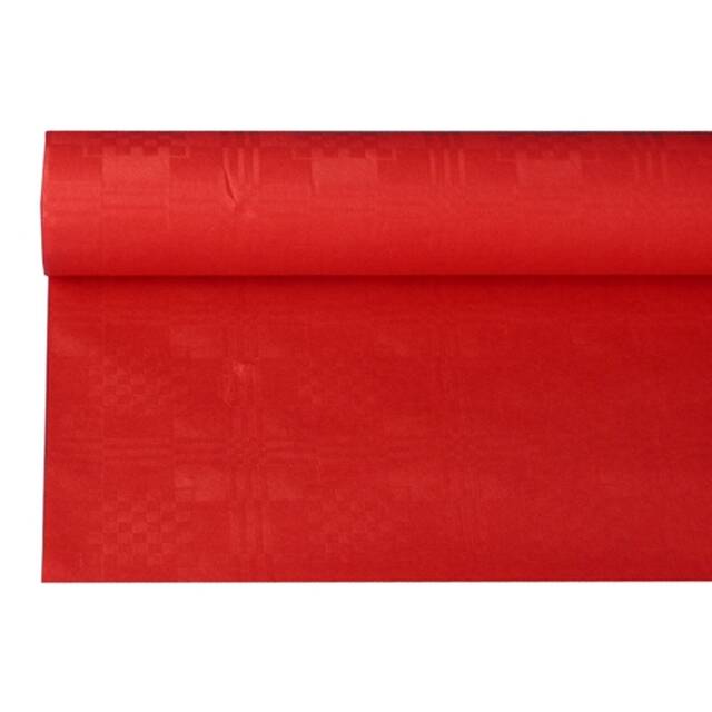12 Stck Papiertischdecke rot mit Damastprgung 8 x 1,2 m