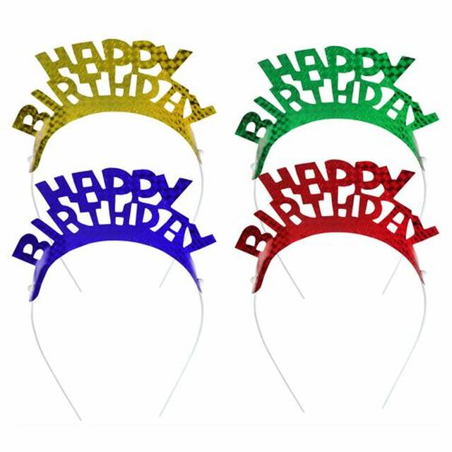 32 Stck Haarreif fr Geburtstag, farbig sortiert  Happy Birthday 