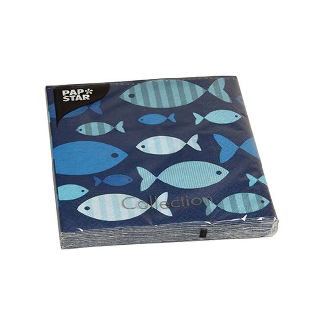 200 Stck Servietten, 3-lagig 1/4-Falz 33 x 33 cm  Blue Fish 