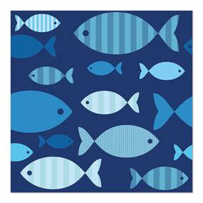 200 Servietten, 3-lagig 1/4-Falz 33 cm x 33 cm  Blue Fish