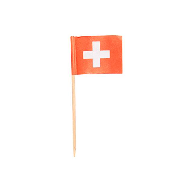 1000 Stck Partypicker, Flaggen 8 cm  Schweiz 