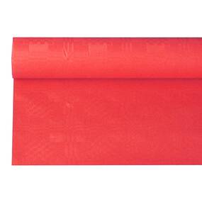 12 Stück Papiertischdecke rot mit Damastprägung 6 x 1,2 m