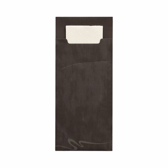 520 Stck Bestecktaschen schwarz, 20 x 8,5 cm, inkl. weier Serviette 33 x 33 cm 2-lag.