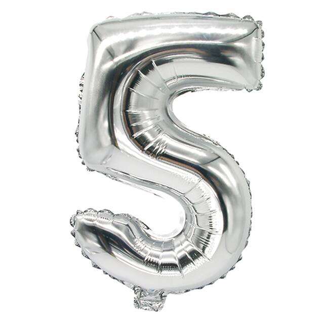 24 Stck Zahlen-Luftballons aus Folie 35 x 20 cm silber  5 