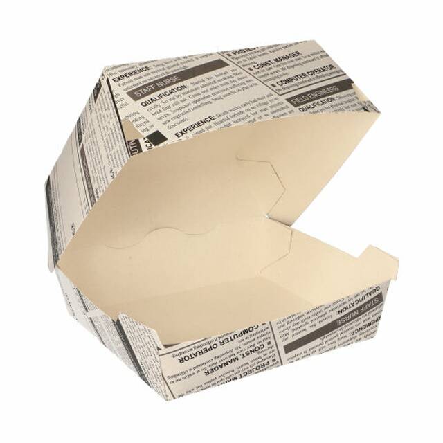 400 Stck Burger Boxen aus Pappe 12,5 x 12,5 cm  Newsprint  gro