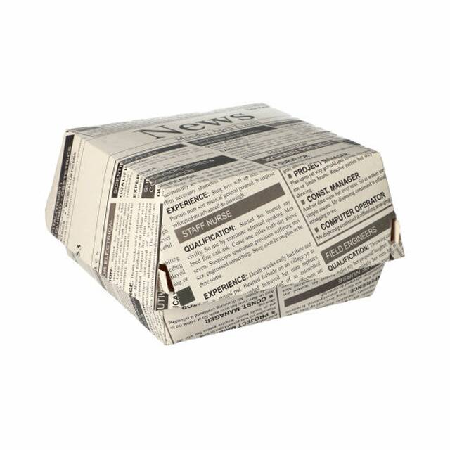 400 Stck Burger Boxen aus Pappe 12,5 x 12,5 cm  Newsprint  gro