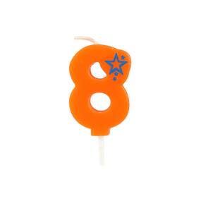 15 Stück Zahlenkerzen Mini 6,8 cm orange  8 